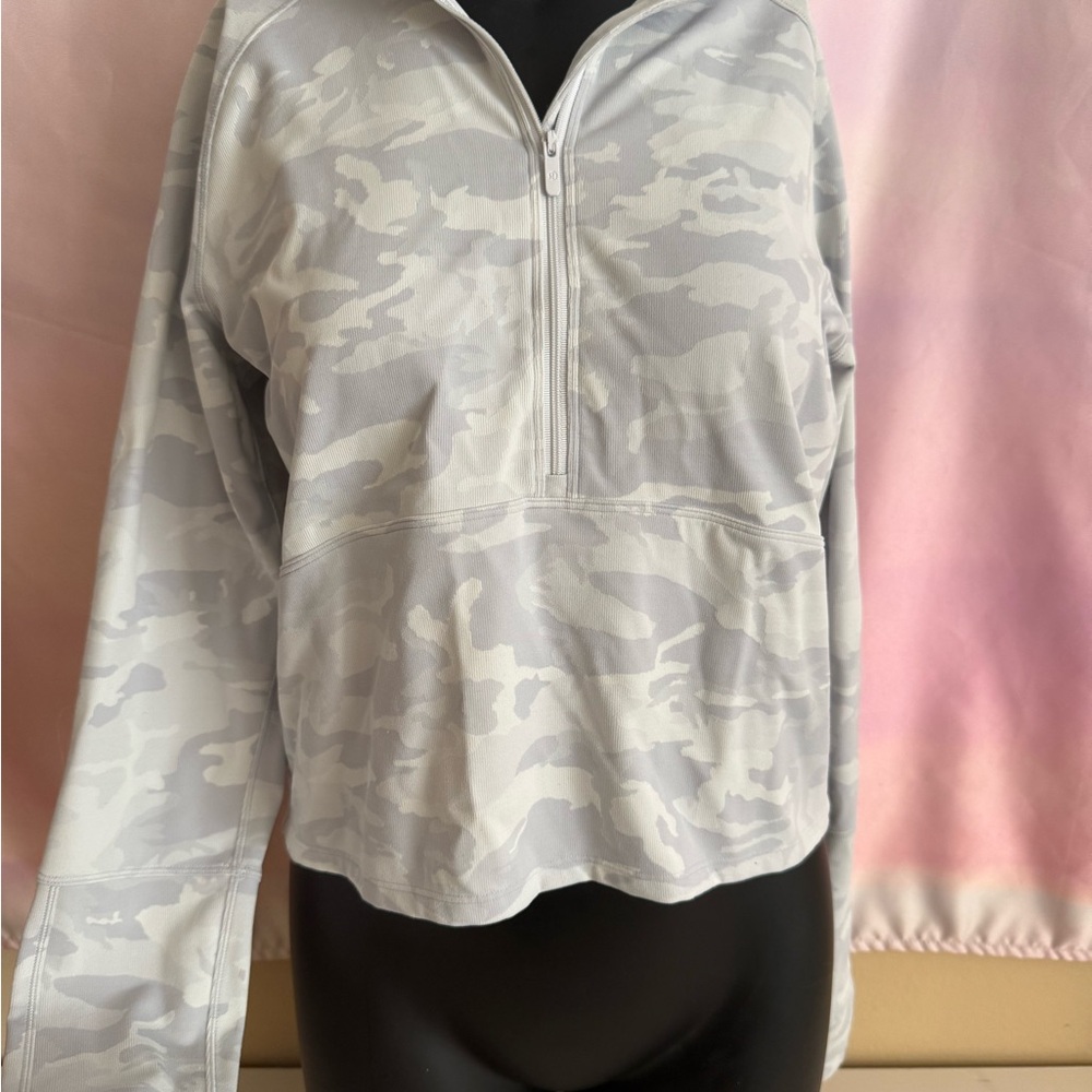 LuluLemon Gray Camo Quarter-Zip Pullover